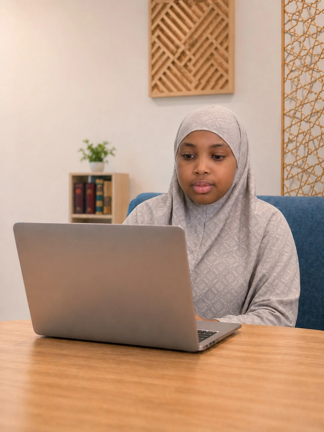 Muslim student attending an online Quran class with an Ijazah-certified teacher at QALBIAN Online Quran Academy